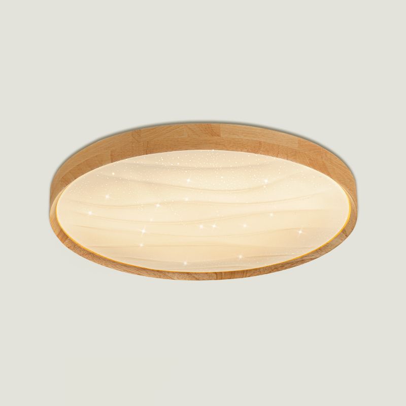 Log Color Circular LED Flush Mount in Modern Creative Style Wooden Ceiling Fixture for Bedroom