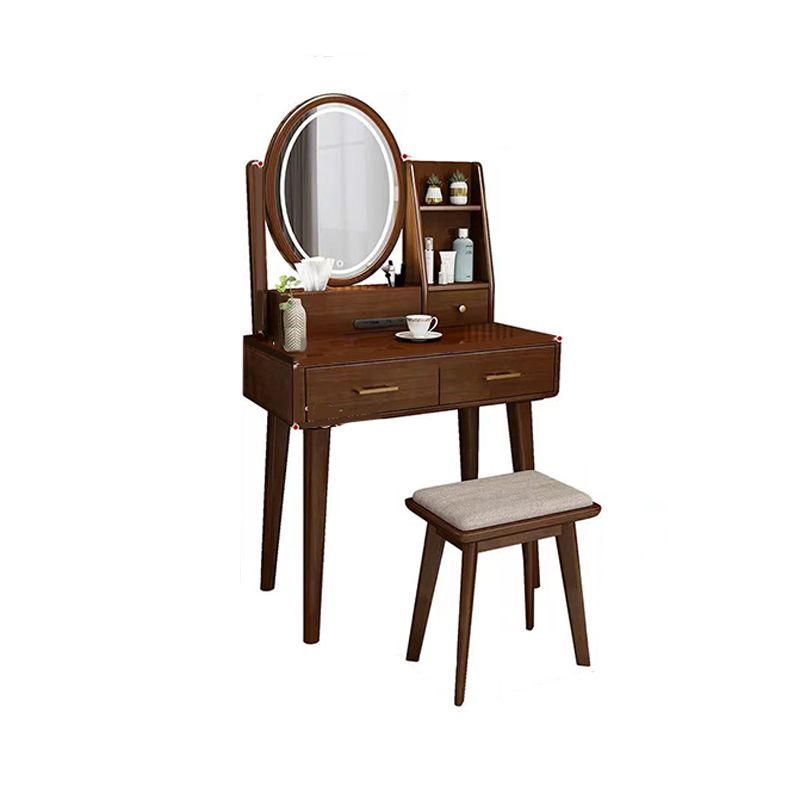 Traditions Dressing Table Cherry Bedroom Lighted Mirror Standing Make-up Vanity