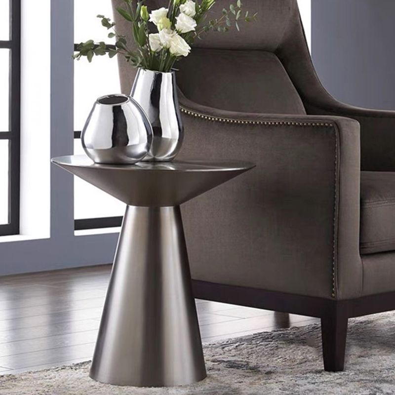 Mid-Century Side Table Metal Round Pedestal Living Room End Table