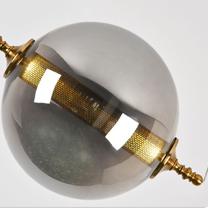 Ball hanglampverlichting postmodernistisch barnsteen/rook/bruin glas 1 licht slaapkamer led plafond opgehangen armatuur