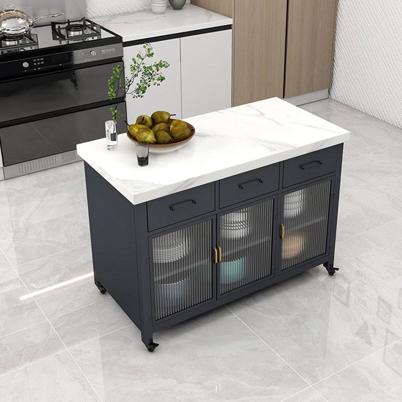 Dining Room Kitchen Island Table Marble Modern Prep Table with Drawer