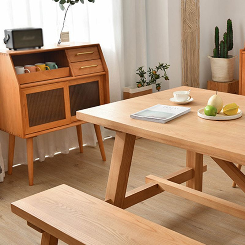Contemporary Style Dining Table Solid Wood Rectangle Table for Home Kitchen