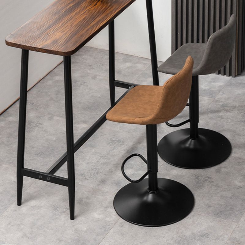Contemporary Metal Stool Leather Upholstered Counter Stool in Matte Finish for Indoor