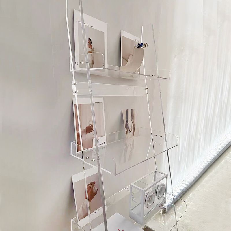 Ladder Open Back Bookshelf Acrylic Shelves Included Bookcase