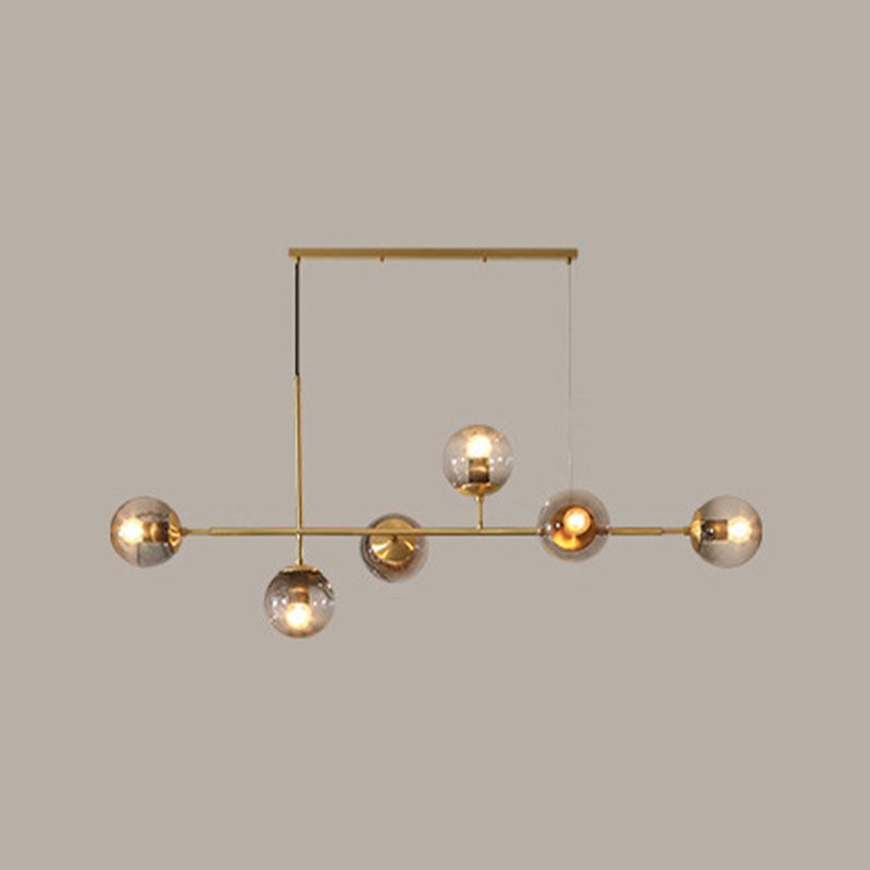 Nordic Glass Island Light Gold Globe 6 Lichter Island Anhänger für Wohnzimmer
