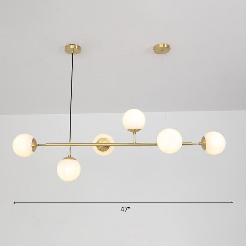 Minimalismo 6 lampadina isola lampada a sfera in ottone Sospensione con tonalità di vetro per ristorante
