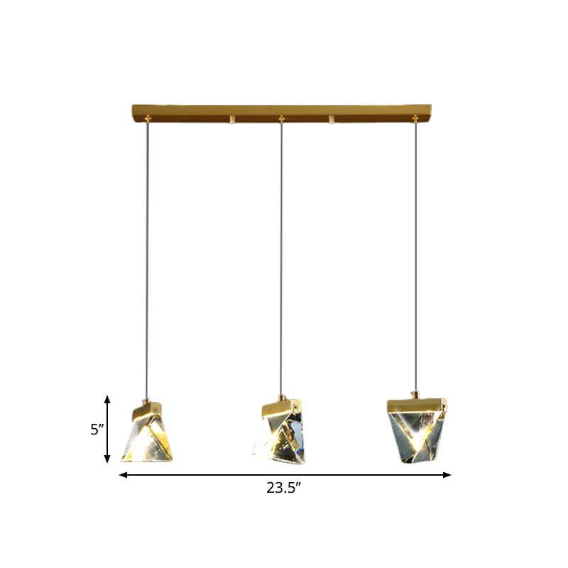 Polyhedron Dinning Hall Hanging Pendant Modern Bevel Cut Crystal LED Clear Ceiling Lamp