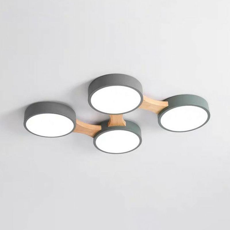 Minimalist Round LED Flush Monte Metallic Living Room Flushmount Massimale Light in grigio - Verde