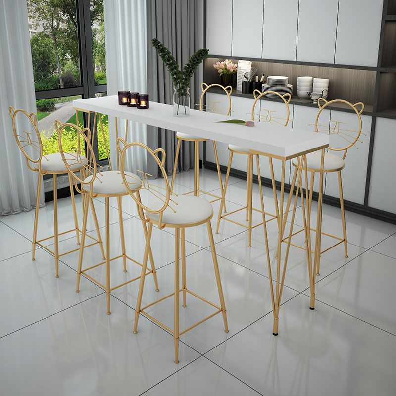 Glam Style Rectangle Bar Table Bar-Height Bistro Pub Table with 4 Legs