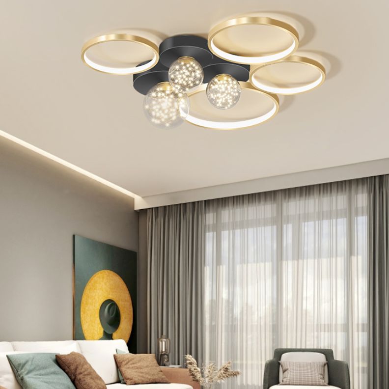 New Modern LED Metal Flush Light Black Flush Mount Ceiling Light for Living Room