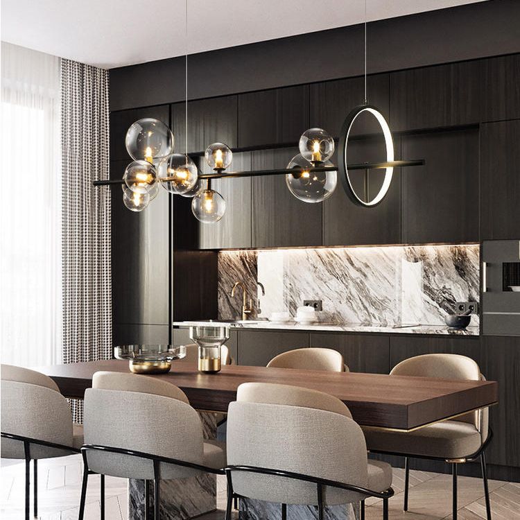 Luce a soffitto dell'isola in stile Nordico Clear Clear Spherical Island lampadario con tonalità di vetro