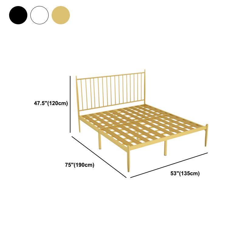 Glam Open-Frame Bed with Rectangular Headboard, Metal Standard Bed