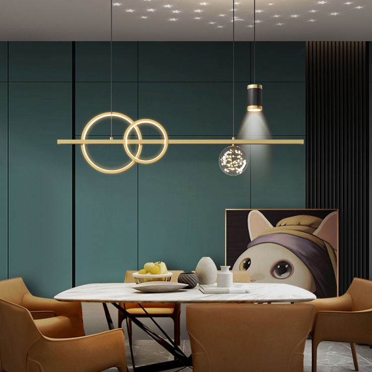 Luces de la isla de la esfera Pendientes contemporáneos de la isla de metal con sombra de vidrio