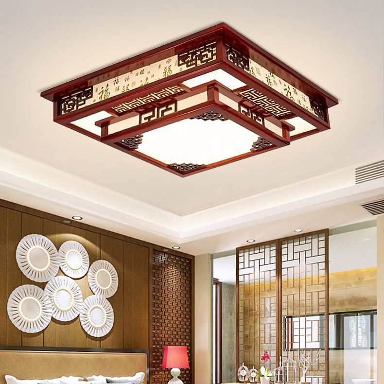 Lámpara de techo empotrada de madera cuadrada con montaje empotrado LED moderna para sala de estar