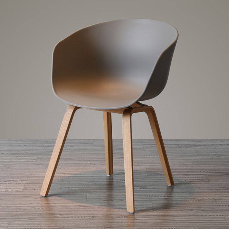 Zeitgenössischer Stil Plastik Esszimmerstuhl Küchenarm Stuhl mit Holzbeinen