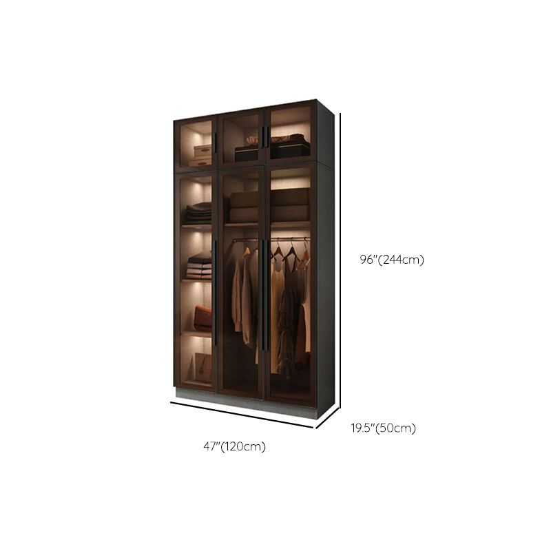 Modern Wardrobe Cabinet Glass and Engineered Wood Wardrobe Closet