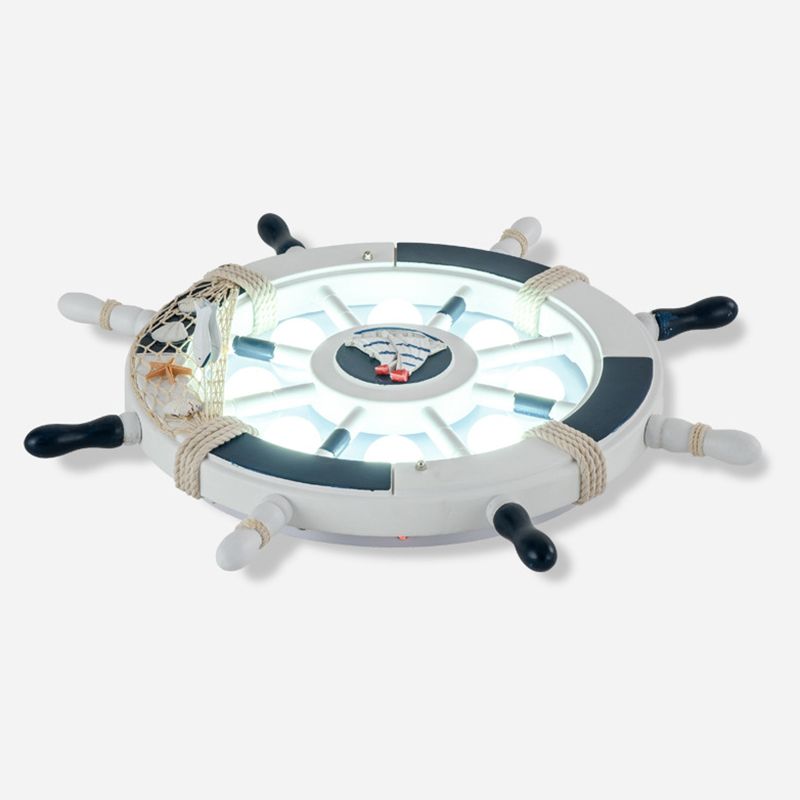 Salle des enfants Plafond Fixation de la lumière Creative Boy Bedroom Study Cartoon Pirate Ship Rudder Mediterranean Style LED LED