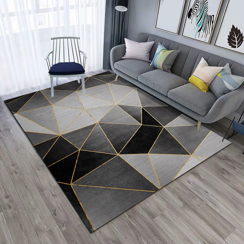 Contemporary Geometric Print Rug Multicolor Synthetics Area Carpet Machine Washable Anti-Slip Stain Resistant Rug for Family Room