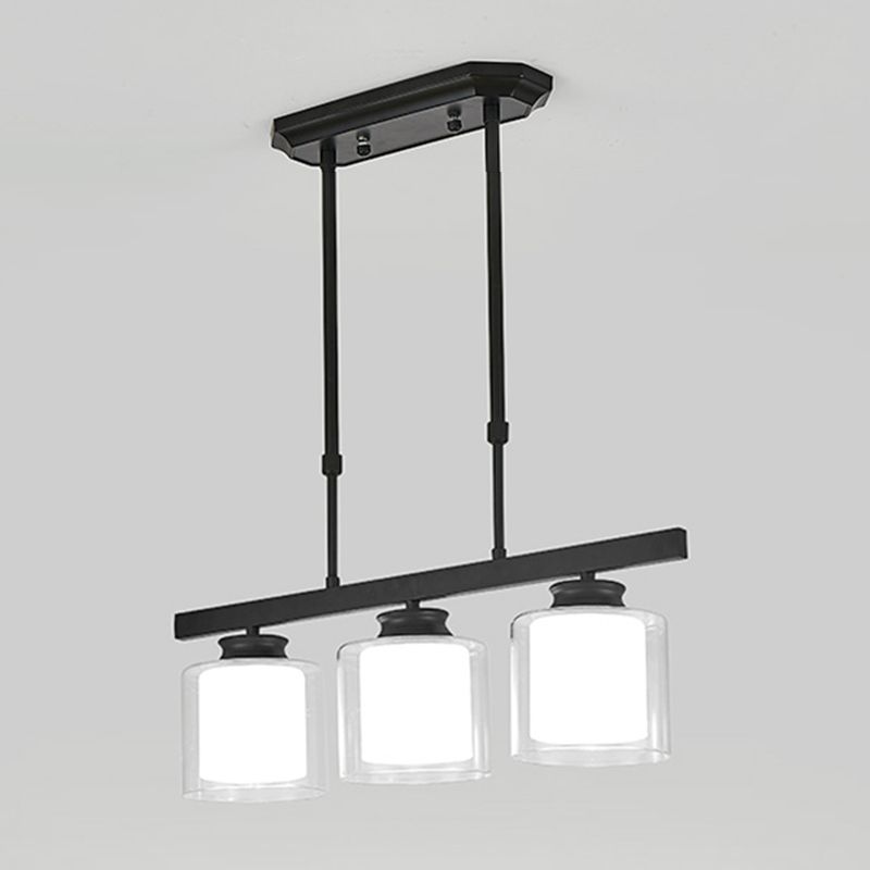 Moderne Insellichter Multi-Head-Restaurant Hängende Anhängerlampen mit Zylinderglasschatten