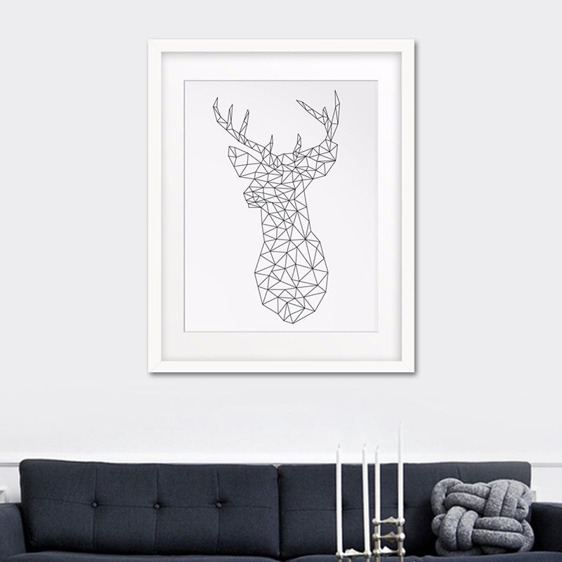 Canvas Textured Wall Decor Scandinavian Style Charcoal Drawings Animals Painting