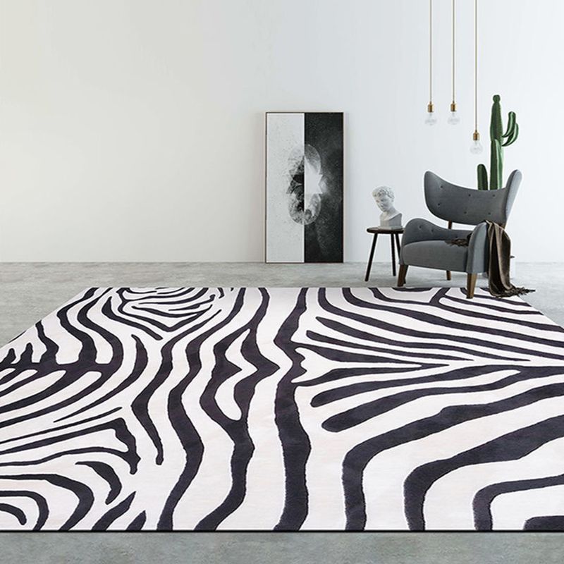 Black and White Zebra Striped Rug Area Rug Anti-Slip Backing Carpet for Bedroom