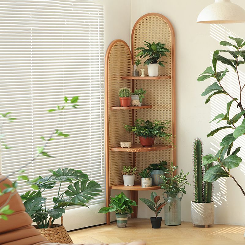 Corner Wooden 4-Tier Shelf Contemporary Bookcase with Shelves