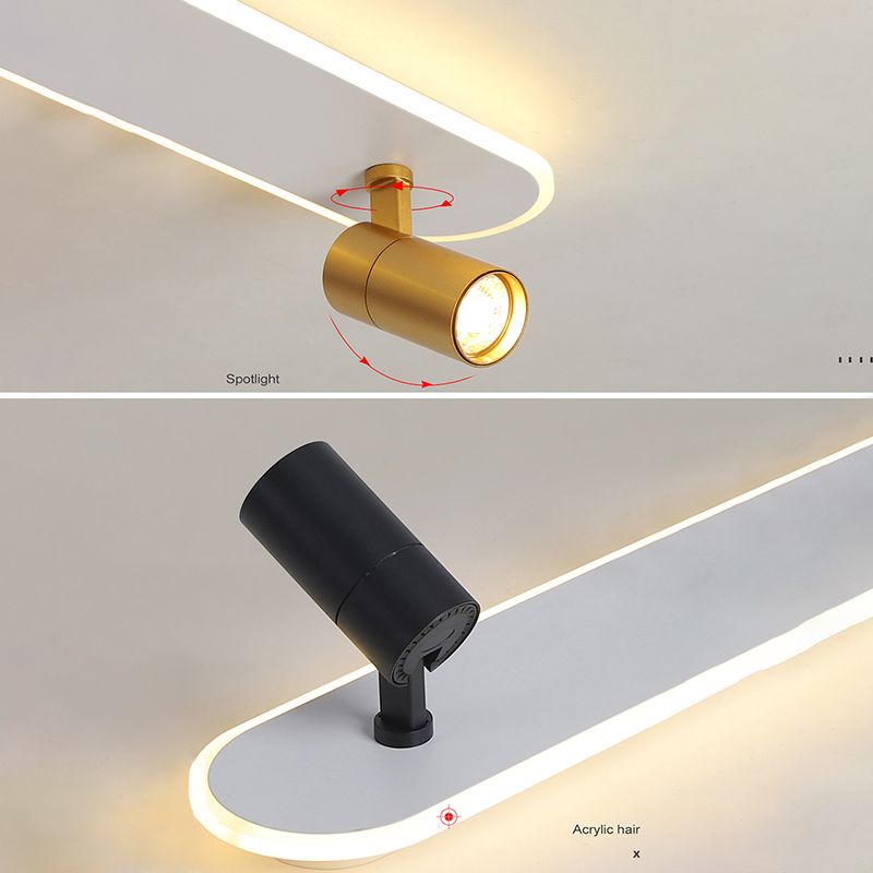 Lámpara de techo de metal de estilo conciso y moderno con montaje semi empotrado LED acrílico oblongo para pasillo