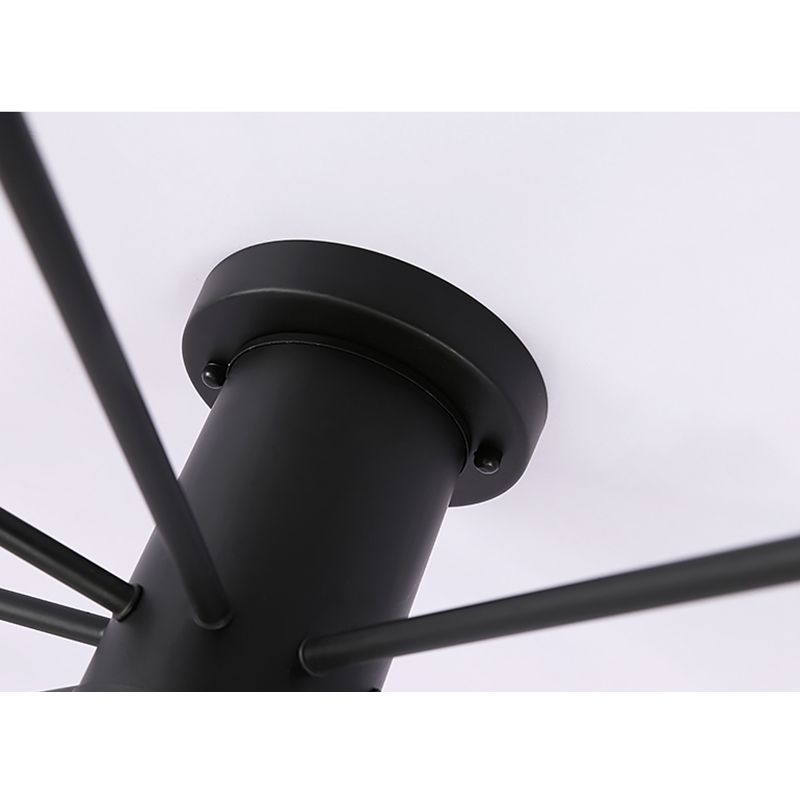 6/8/10 lichten Starburst semi-inbouw plafondlamp modern metaal zwart plafondinbouw voor slaapkamer met blote lampontwerp