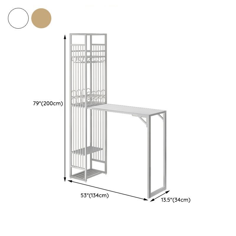 Glam Rectangle Bar Set 1/2 Pieces Self-Storing Leaf Pub Table with Upholstered Stool