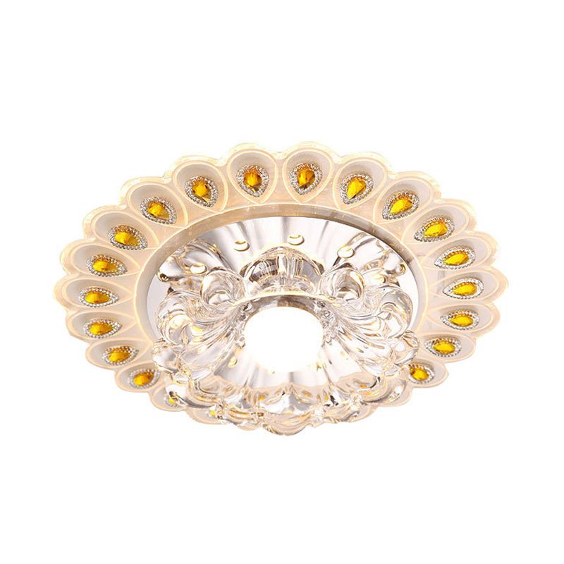 Plafonnier LED en forme de fleur de style moderne K9, plafonnier LED en cristal transparent