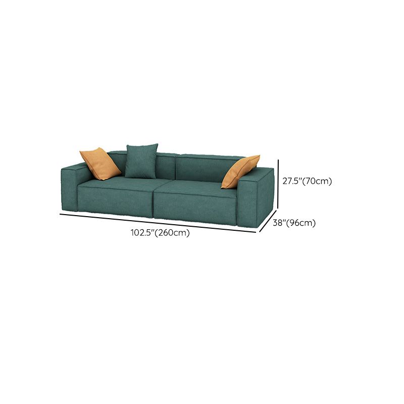 37" Wide Contemporary Sofa Leather Square Arm Green Standard Seating