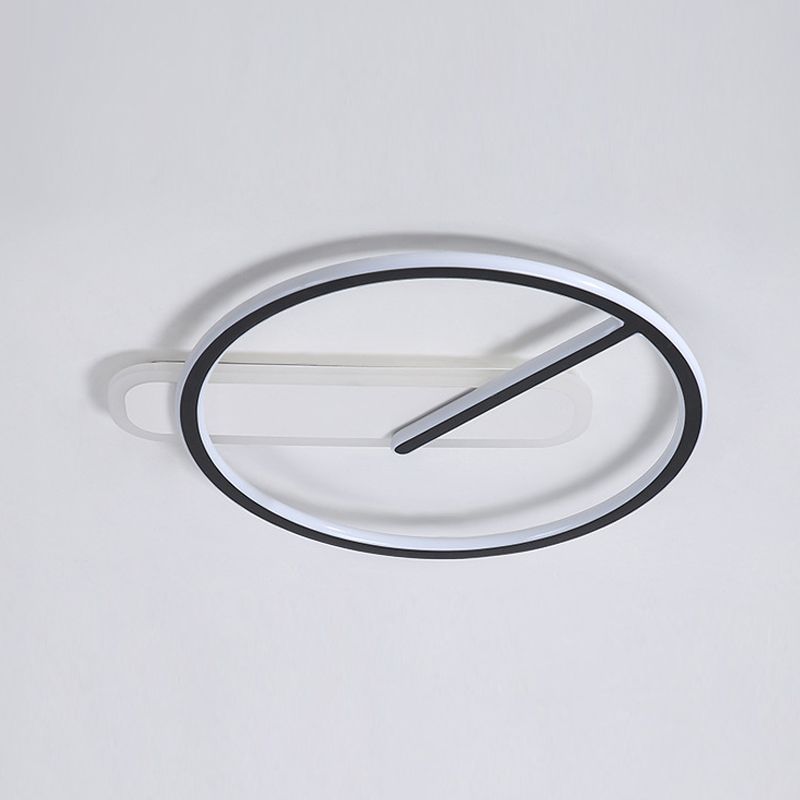 Zeitgenössische Flush-Leuchten Taktförmige 2 leichte Metallspüschmontagelampen in Schwarz