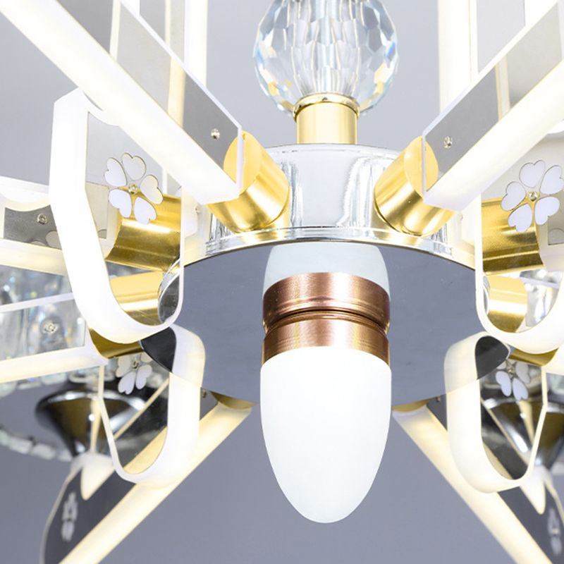 Drum LED Chandelier Lighting Contemporary Crystal Living Room Hanging Light in Chrome