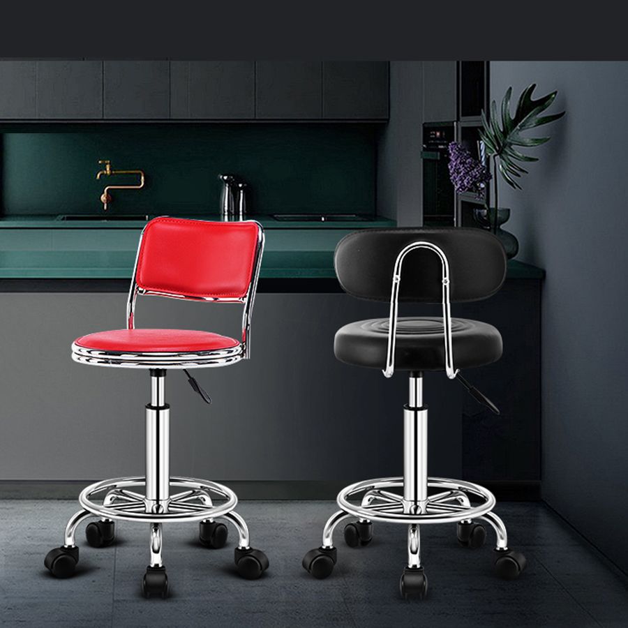 Modern Liftable Rotatable Counter Stool Steel Beauty Shop Bar Stool with Leather Cushion