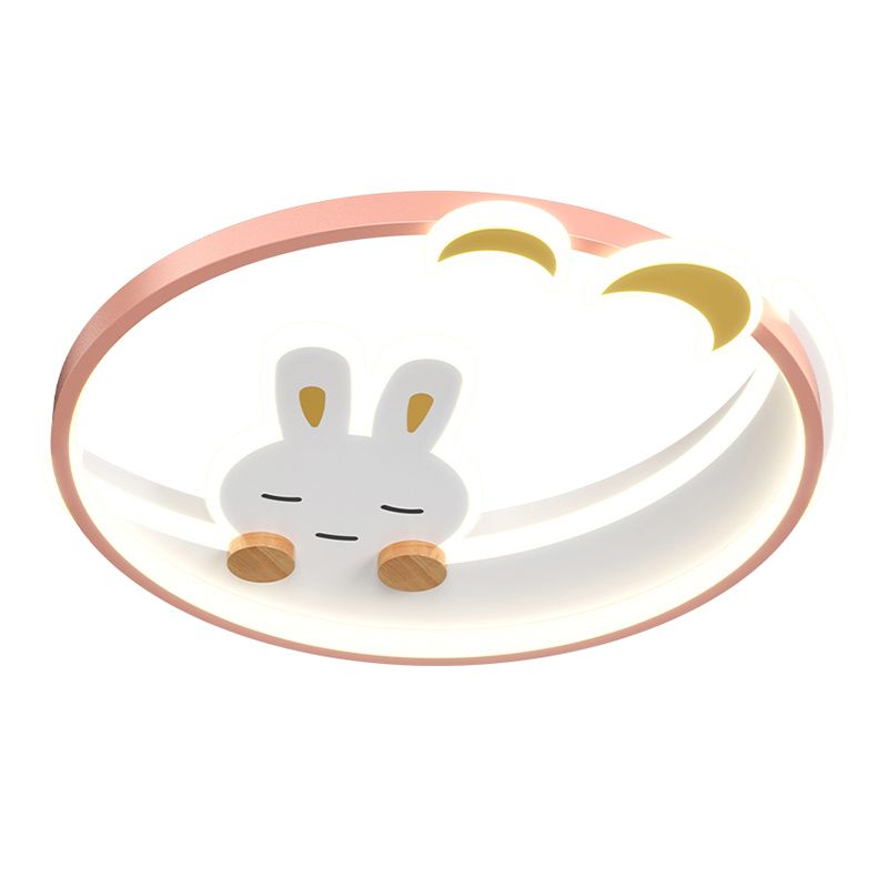 Plafonnier LED à 1 lumière en forme de lapin en métal pour chambre d'enfant