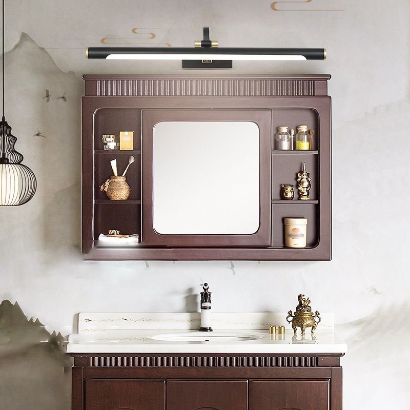 Linear Shade Metal Wall Sconce Modern 1 Light Mirror Wall Mount Light