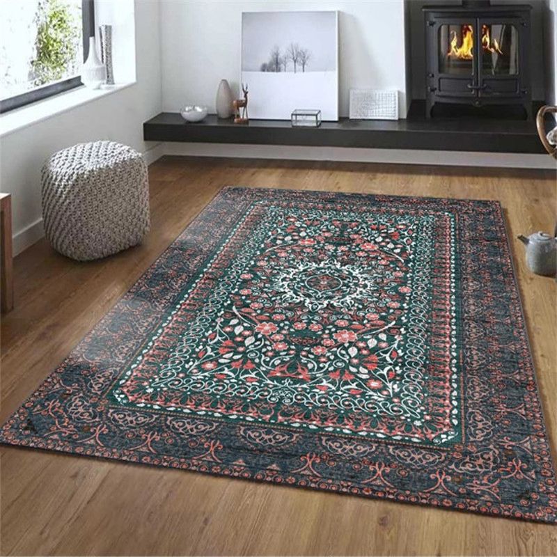 Exotic Geometric Patterned Rug Multicolored Moroccan Rug Polypropylene Stain Resistant Non-Slip Backing Machine Washable Carpet for Room