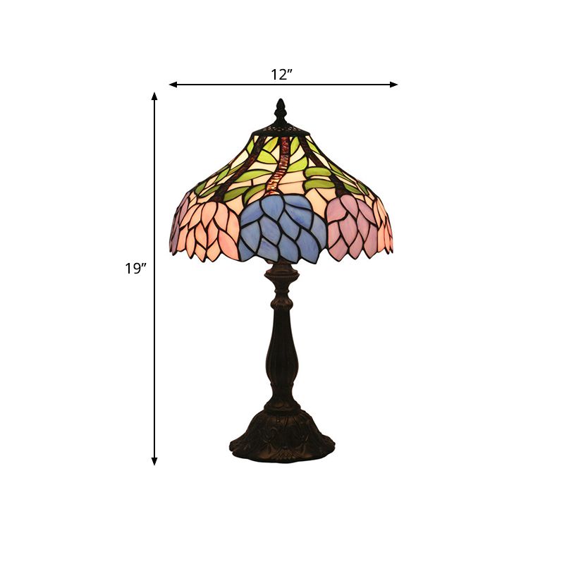 Mediterranean Dragonfly/Star/Tulip Nightstand Lamp Single Head Stained Glass Table Light in Bronze for Bedside