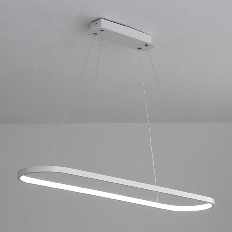 Contemporary Style Linear Shape Island Light Metal 1 Light Hanging Pendant Light in White