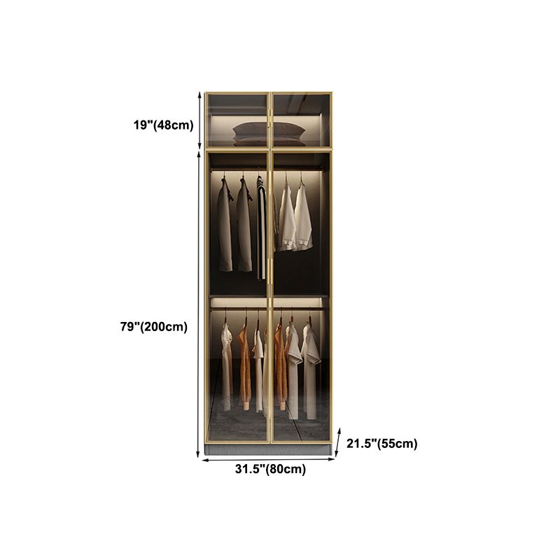 Glass and Wood Wardrobe Armoire Contemporary Wardrobe Closet