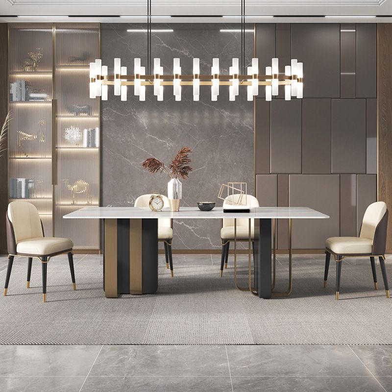 Glam Style Sintered Stone Dining Set Rectangle 1/4/5/6 Pieces Dining Set