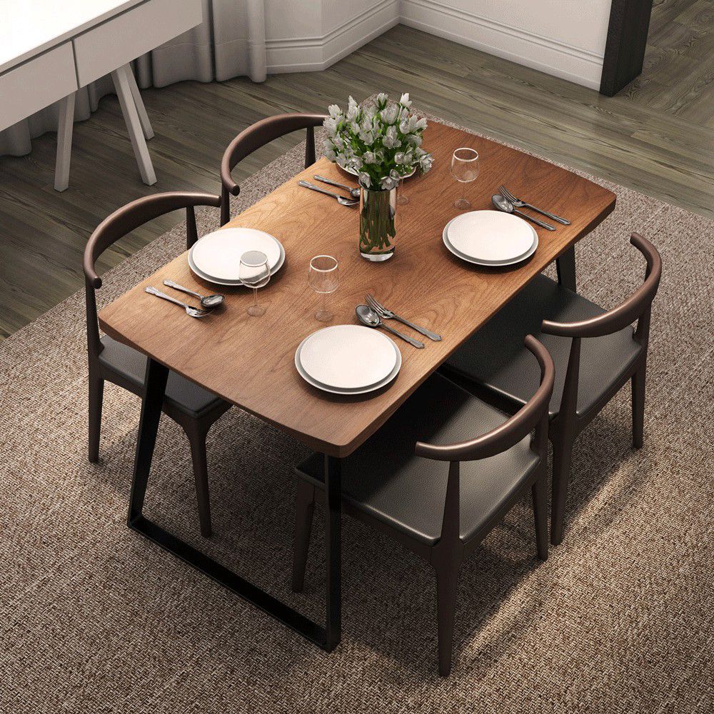 Industrial Wood Dining Table Dining Rectangle Table with Metal Legs