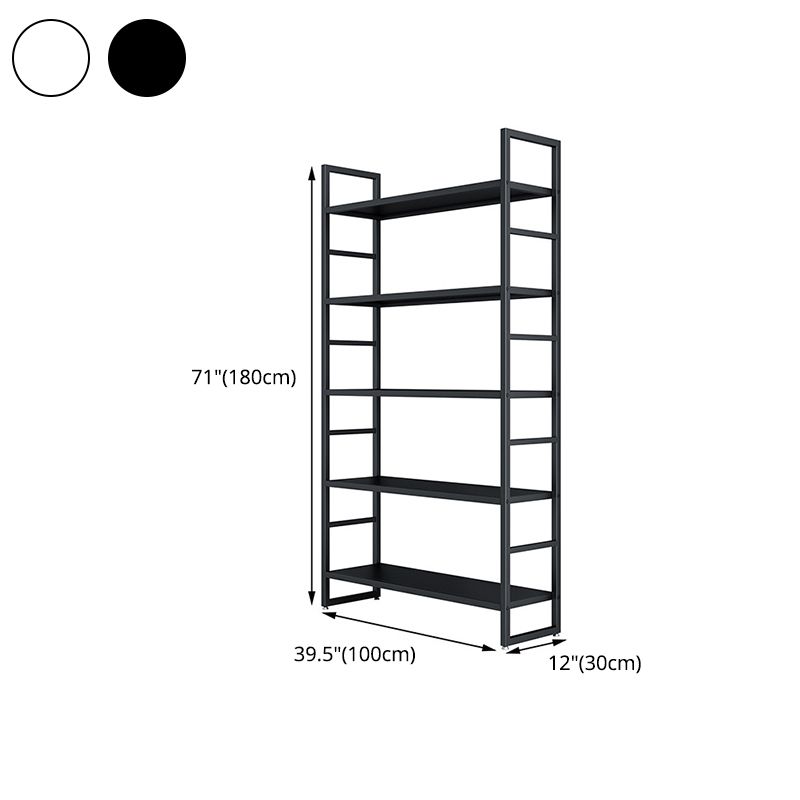 3/4/5-Shelf Iron Etagere Bookshelf Black and White Vertical Bookcase for Living Room