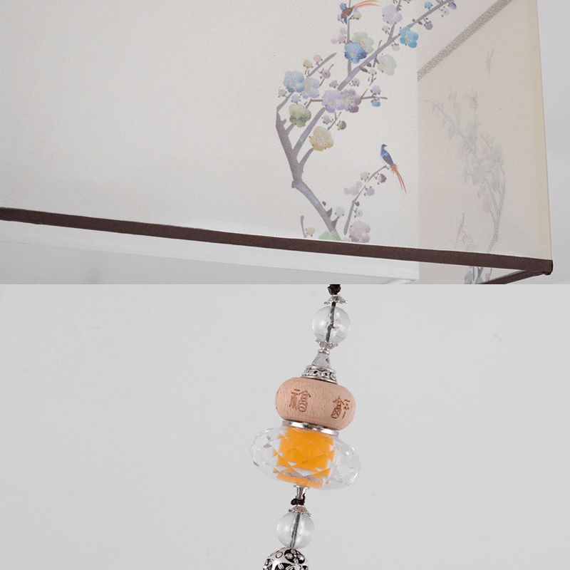 Lampe à encastrer traditionnelle pour chambre à coucher avec abat-jour en tissu géométrique en blanc