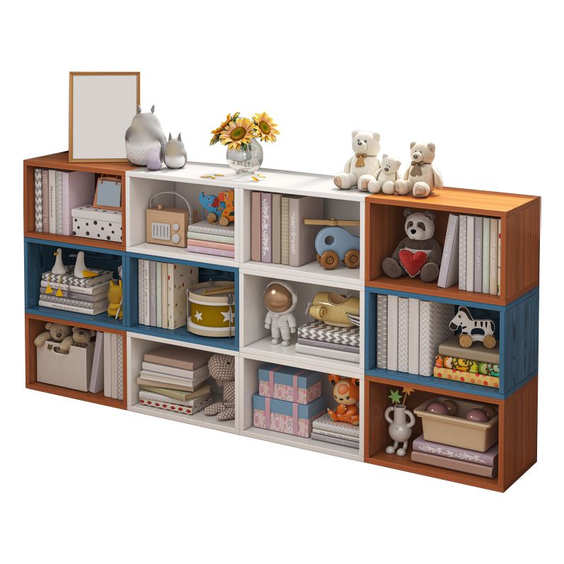 Closed Back Wooden Bookshelf Modern Living Room Horizontal Bookcase