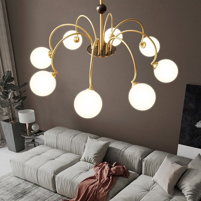 Glass Bronze Chandelier in Modern Luxury Style Copper Globe Hanging Lamp for Interior Spaces