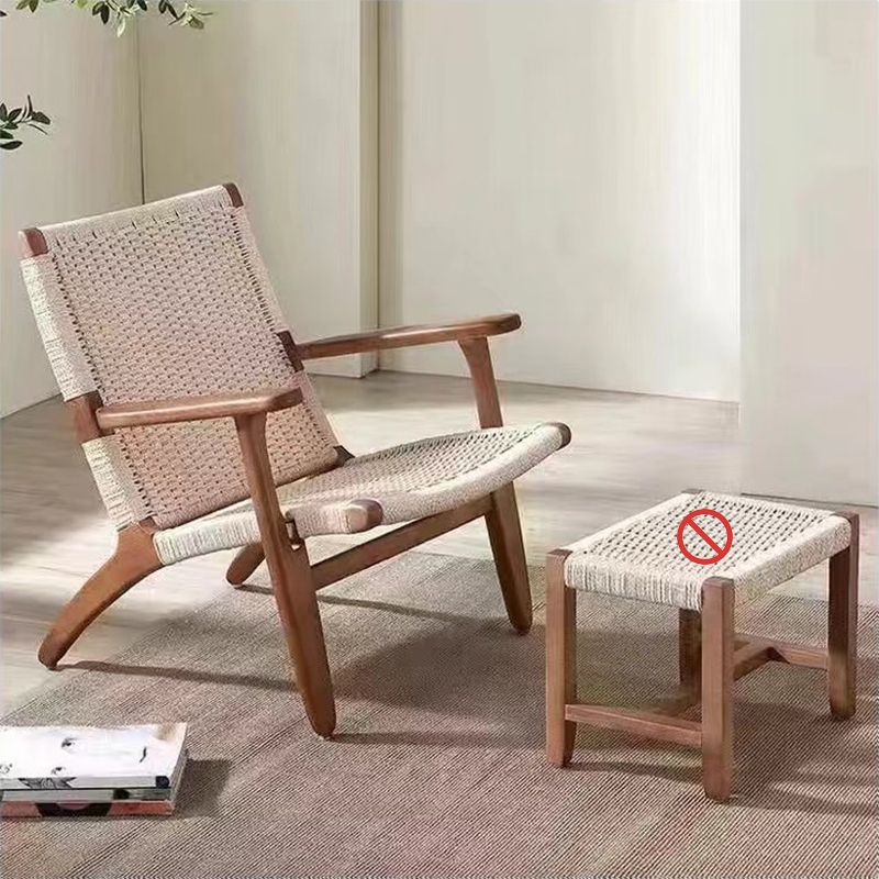 Nordic Arms Included Wood Square Arms Woven Back Lounge Accent Chair