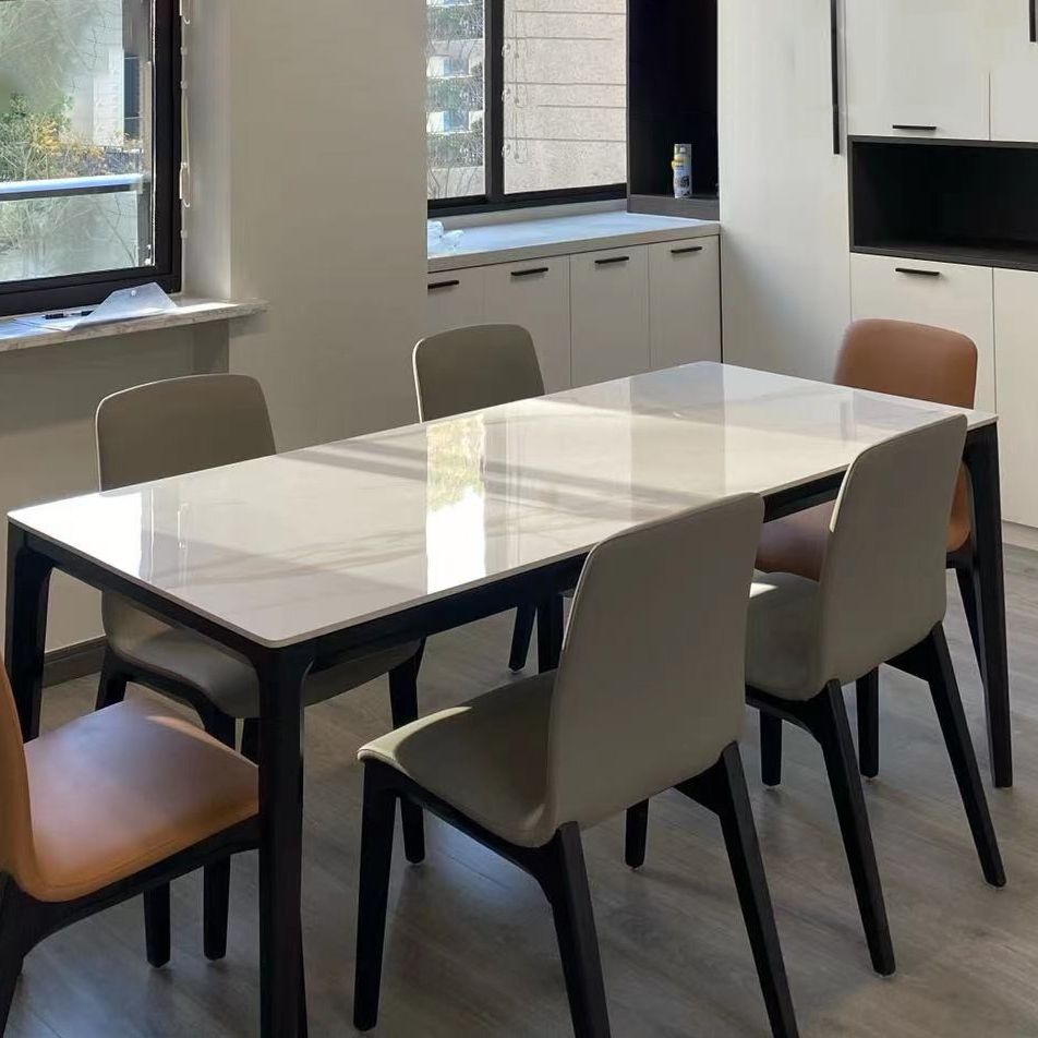 Mesa de comedor blanca de piedra sinterizada de mediados de siglo Modern 4 patas Mesa para comedor