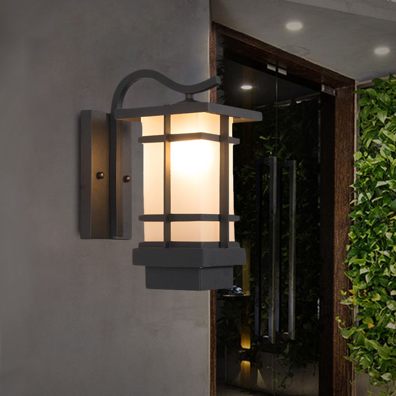Metal Black Wall Light Sconce Crossing 1 Head Country Wall Mount Lamp with White/Yellow Glass Shade