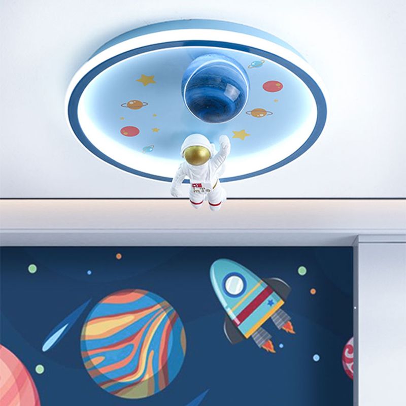 Astronaut LED Ceiling Lamp White Acrylic Flush Mount Light for Children's Room